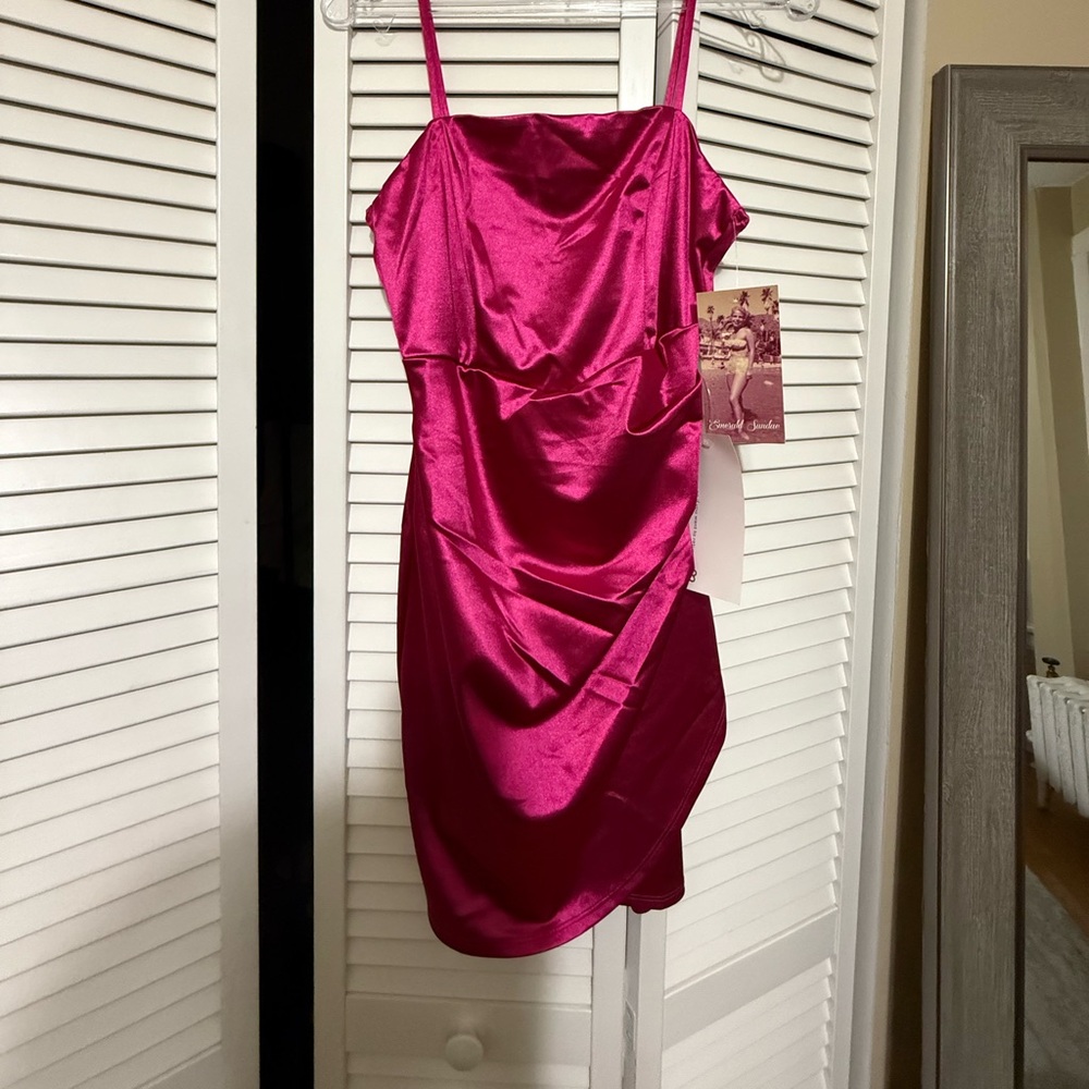 Hot Pink Satin Slip Dress